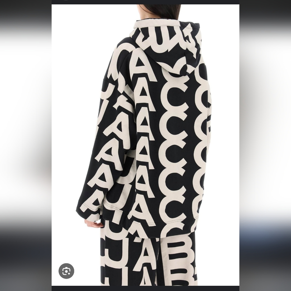 Marc Jacob’s Unisex OVERSIZED Logo Hoodie black Beige Sz XL - Picture 7 of 16